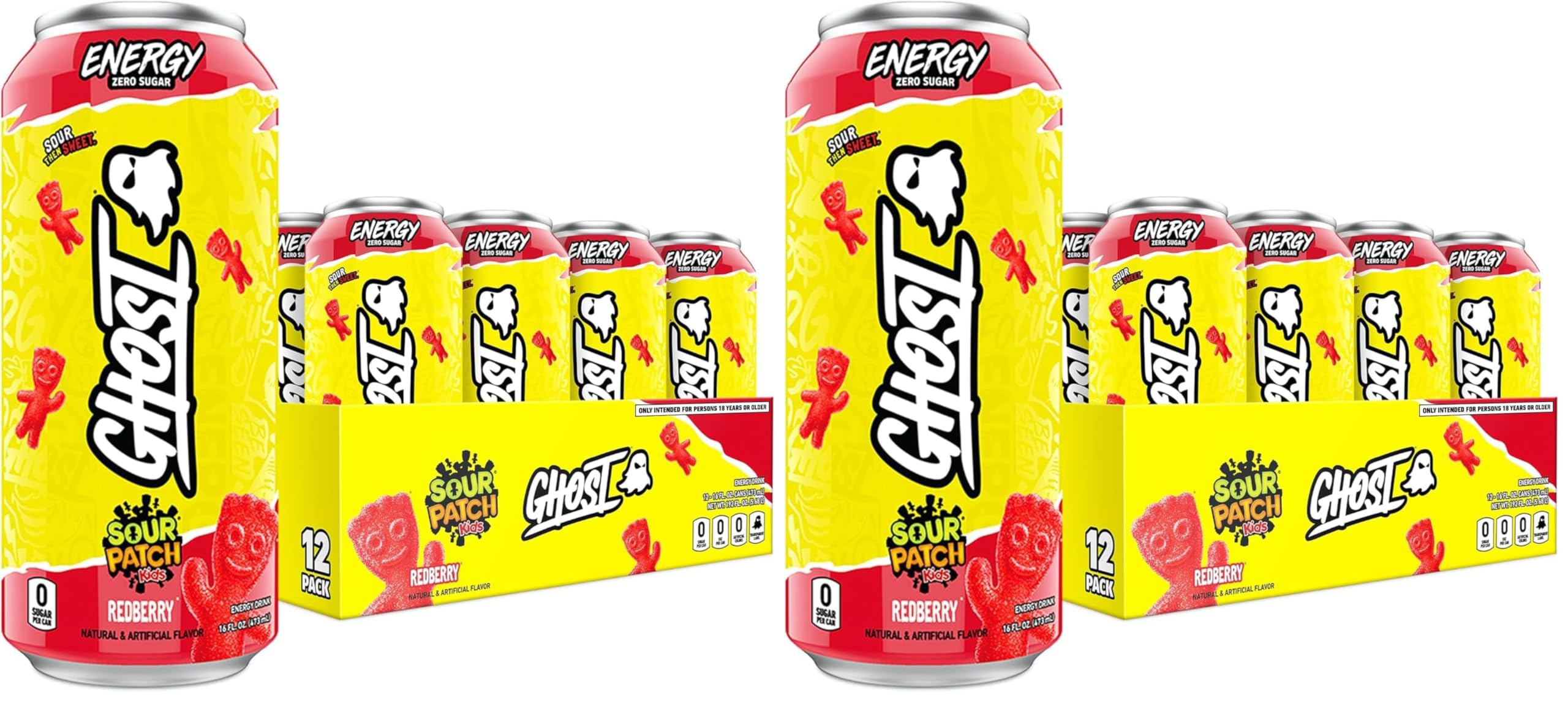 GHOST Energy Drink - 12-Pack, Strawbango, 16oz - Energy & Focus & No Artificial Colors - 200mg of Natural Caffeine, L-Carnitine & Taurine - Gluten-Free & Vegan